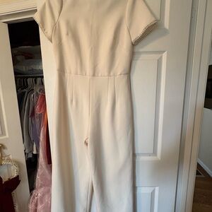 Gal Meets Glam Ivory Pearl-Trim Dress